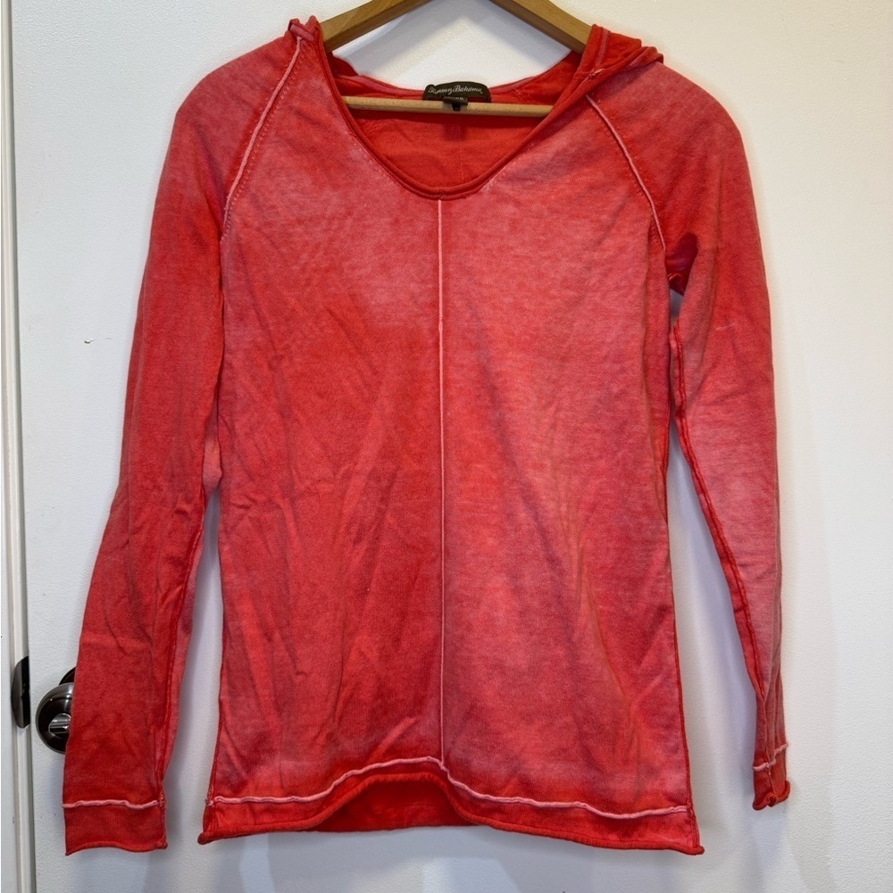 Tommy Bahama Pink Fitted Hooded Light Sweatshirt With Crew Neck Women’s Size XS